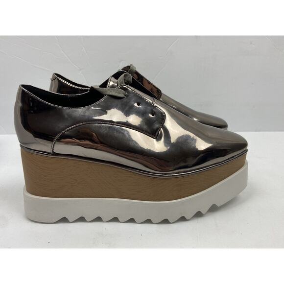 The Label Metallic Rose Gold Platform Square Toe Shoes US Size 8 / UK Size 38 - Picture 1 of 15